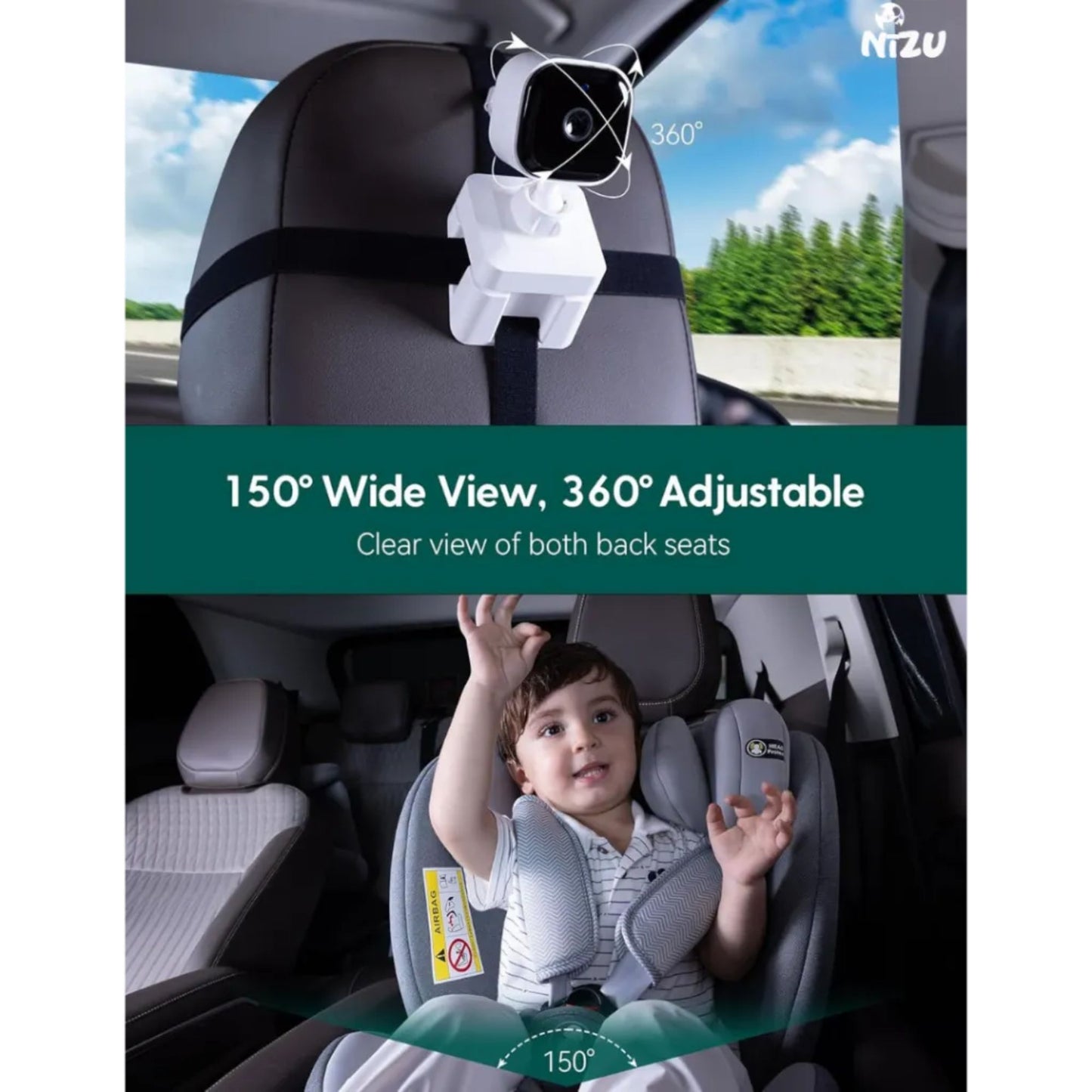 Nizu 2-in-1 Baby Monitor | AI Wireless Baby monitor for Car + Home
