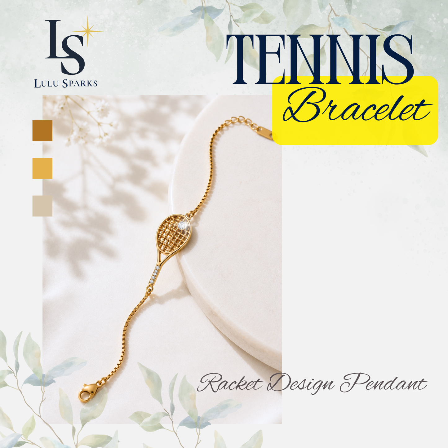 TENNIS BRACELET | Lulu Sparks Sport Demi-Fine Jewelry 18K PVD Gold Hypoallergenic Water/Sweat/Tarnish Resistant