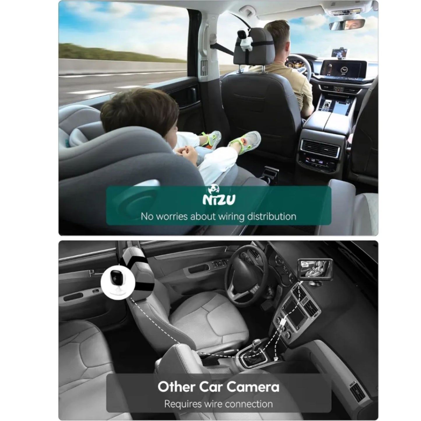 Nizu 2-in-1 Baby Monitor | AI Wireless Baby monitor for Car + Home
