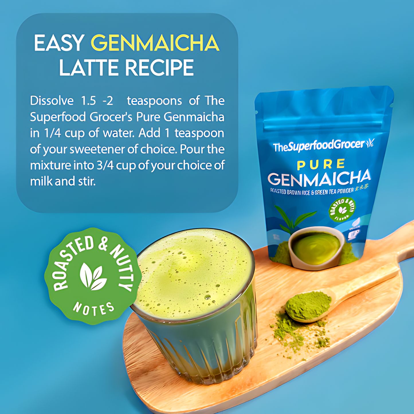The Superfood Grocer Genmaicha Roasted Popped Rice and Green Tea Powder 50g