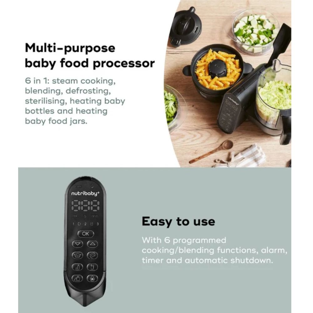 Babymoov Nutribaby+ XL 6-in-1 Baby Food Maker - Black Edition