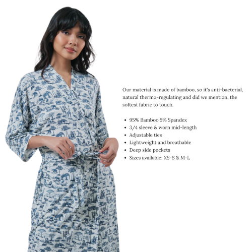 Bamberry Mommy Robe TDJ FLORAL | Made of Softest Luxurious Bamboo Fabric - Hypo-allergenic, soft & antibacterial