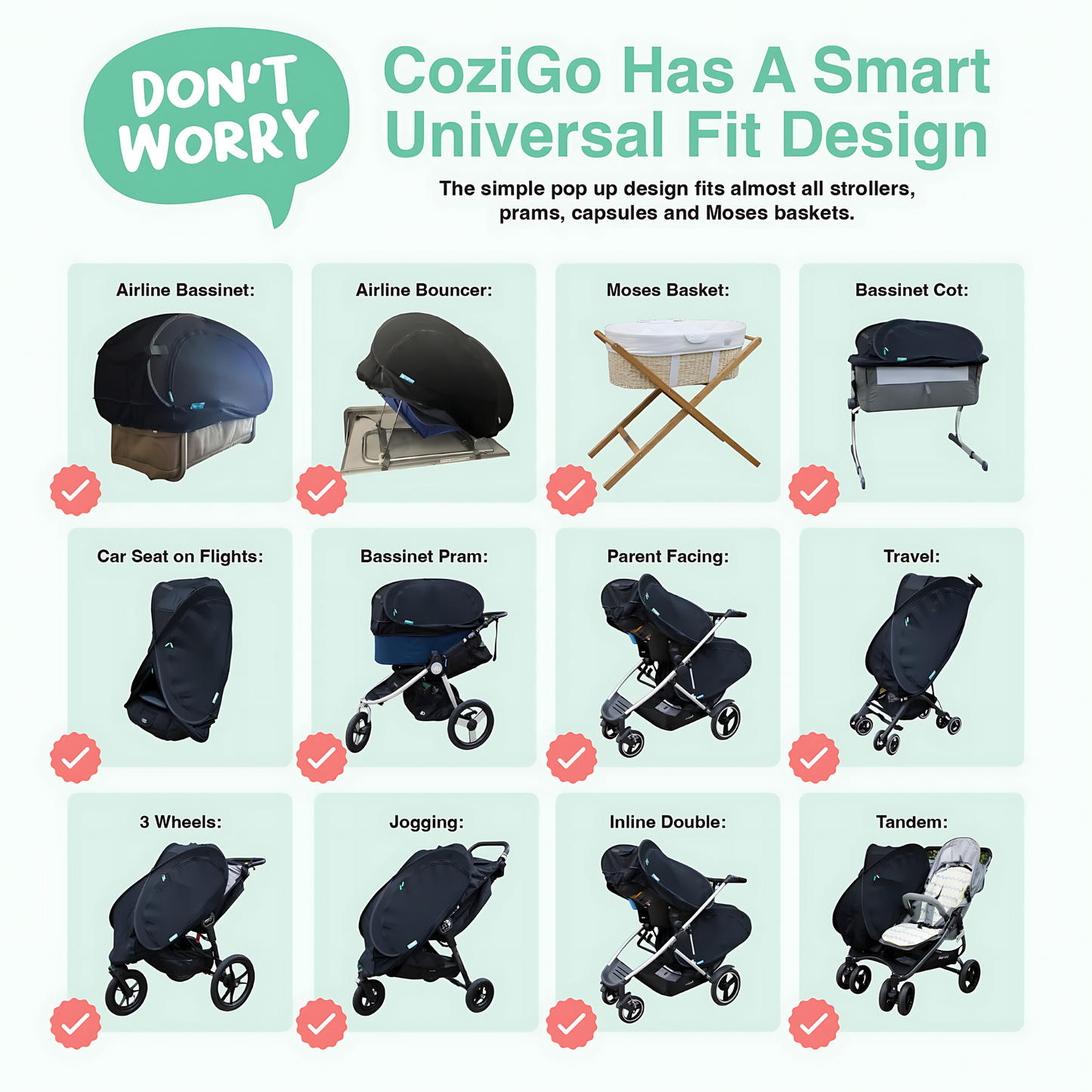Cozigo Sleep & Sun Stroller and Bassinet Cover