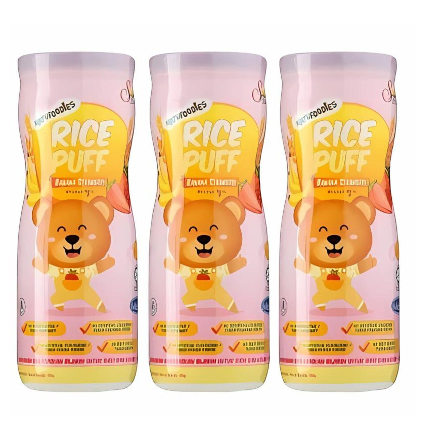BUNDLE OF 3 Natufoodies Rice Puff Snack Suitable for Baby 8 Months Up