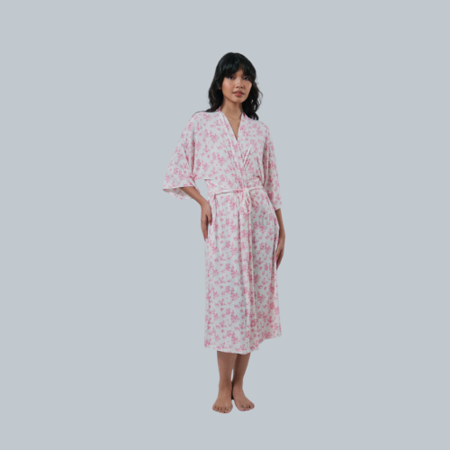 Bamberry Mommy Robe TDJ FLORAL | Made of Softest Luxurious Bamboo Fabric - Hypo-allergenic, soft & antibacterial