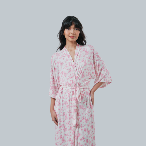 Bamberry Mommy Robe TDJ FLORAL | Made of Softest Luxurious Bamboo Fabric - Hypo-allergenic, soft & antibacterial