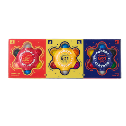 Flower Monaco Pocket Crayons 6-in-1 | 3 Pack Set