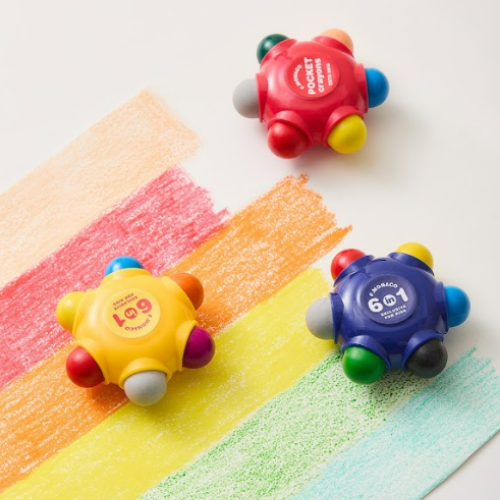 Flower Monaco Pocket Crayons 6-in-1 | 3 Pack Set