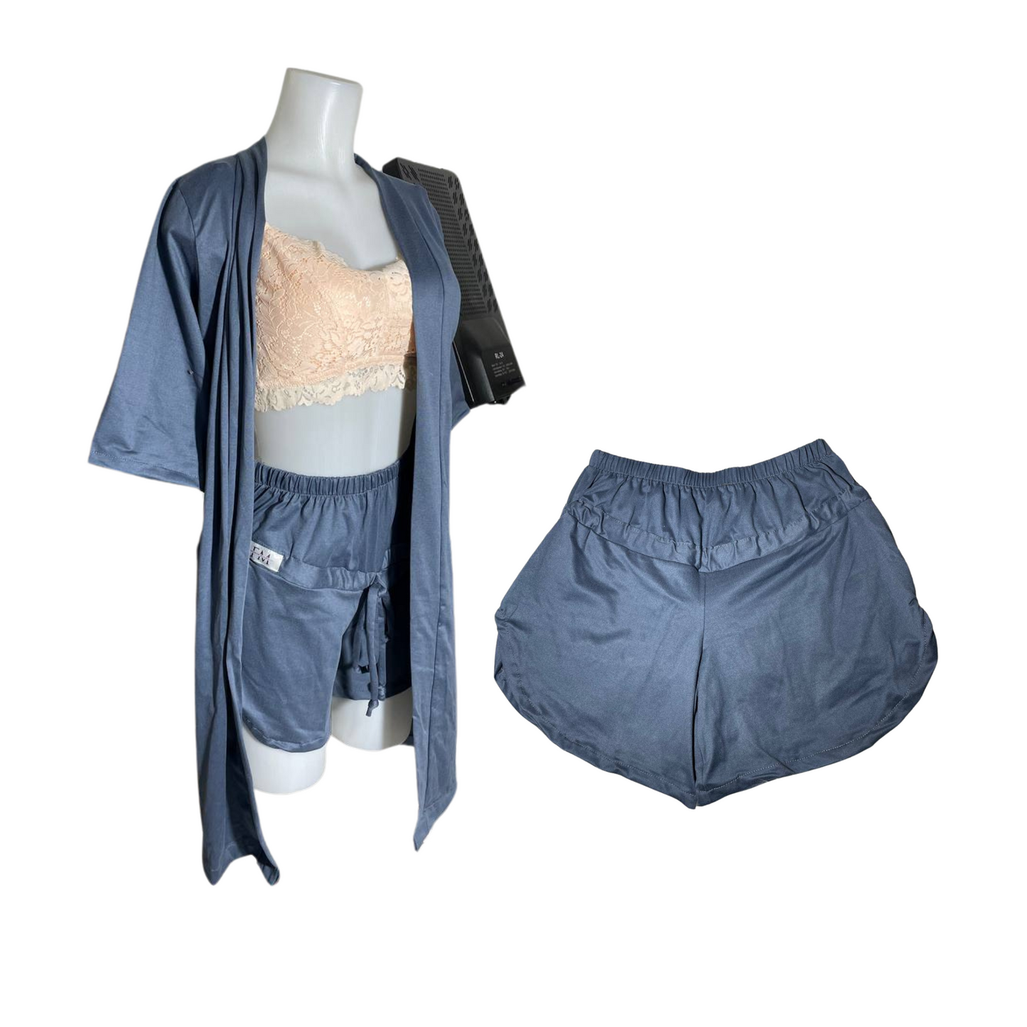 Flourish Maternity Robe & Everyday Shorts Set (GRAY)
