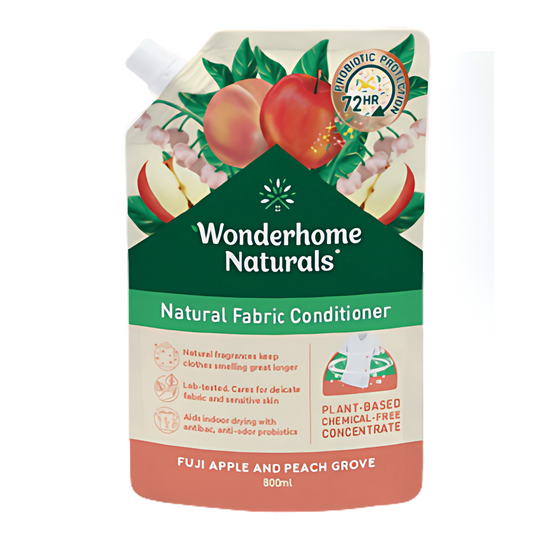 Wonderhome Natural Fabric Conditioner Eco Pouch 800ML Fuji Apple And Peach Grove