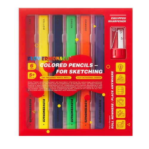 Flower Monaco Flat-Barrel Colored Pencils