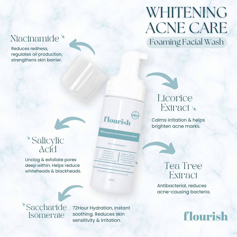 Flourish Whitening Acne Care Foaming Facial Wash 150ML