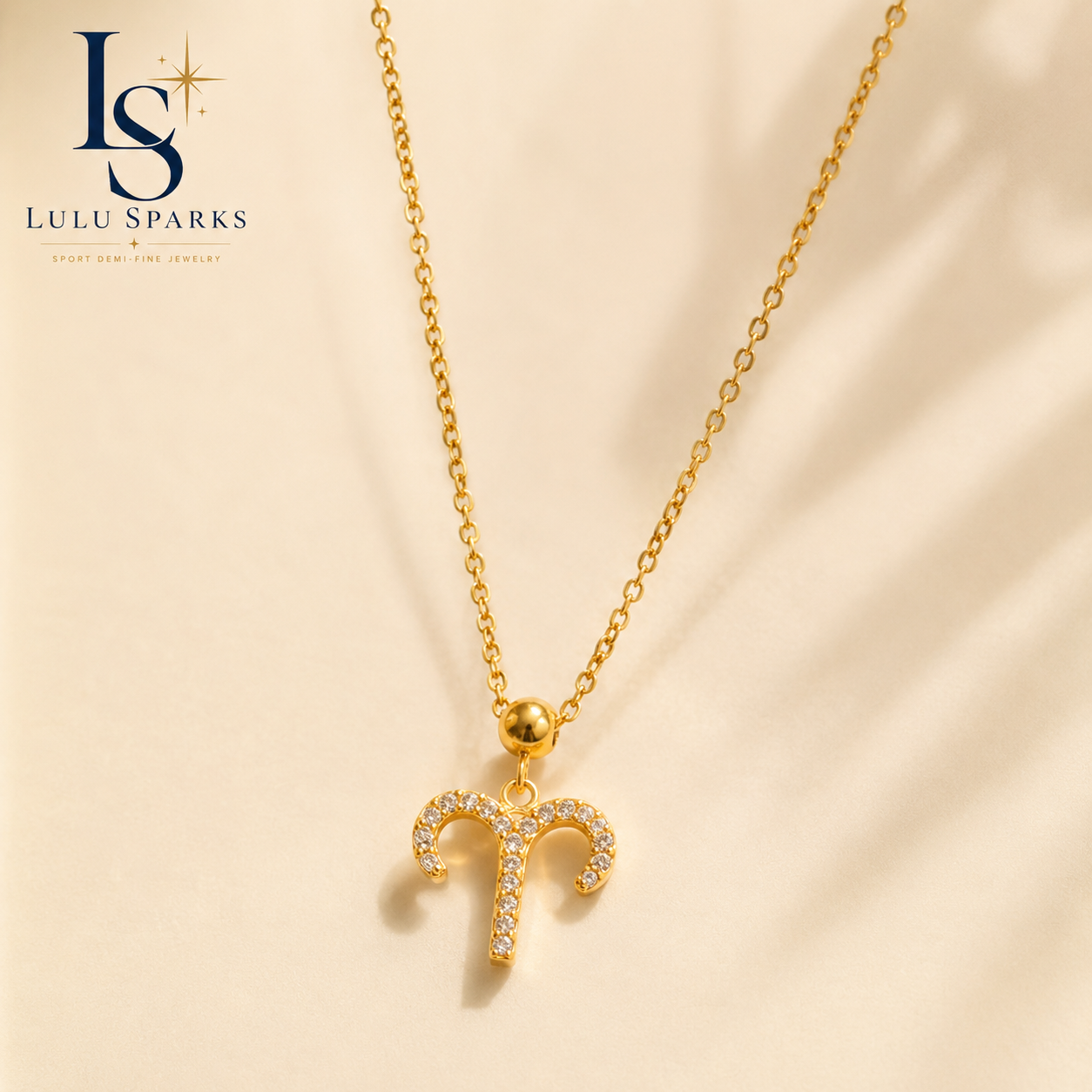 Lulu Sparks Zodiac Sign Minimalist Pendant Chain Necklace 18K PVD Gold Jewelry (No Jewelry Box Included)