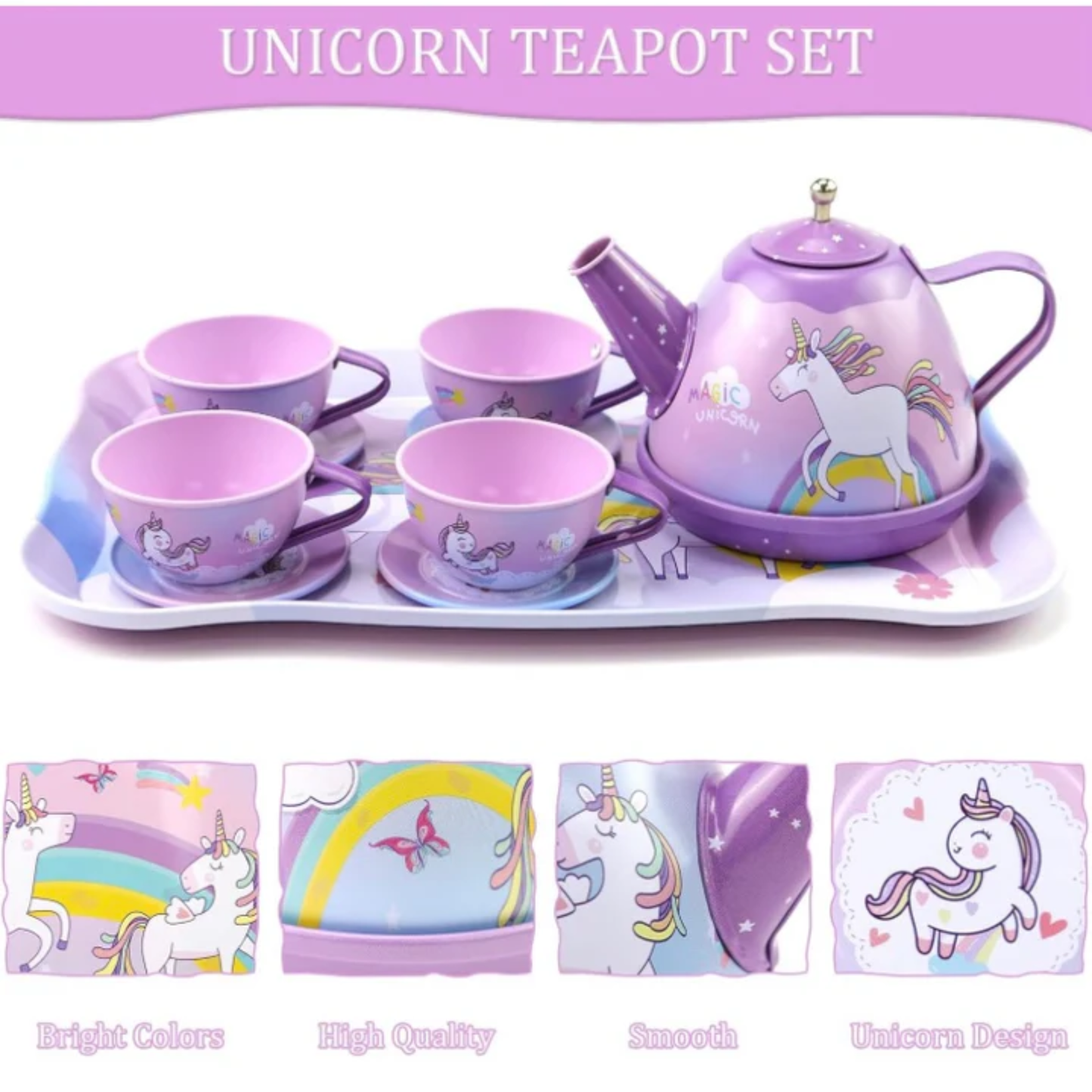 Little Fat Hugs Unicorn Tin Tea Set