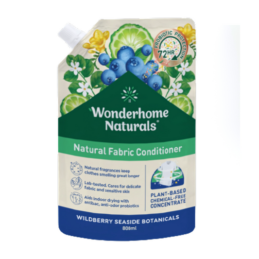 Wonderhome Natural Fabric Conditioner Eco Pouch 800ML Wildberry Seaside Botanicals
