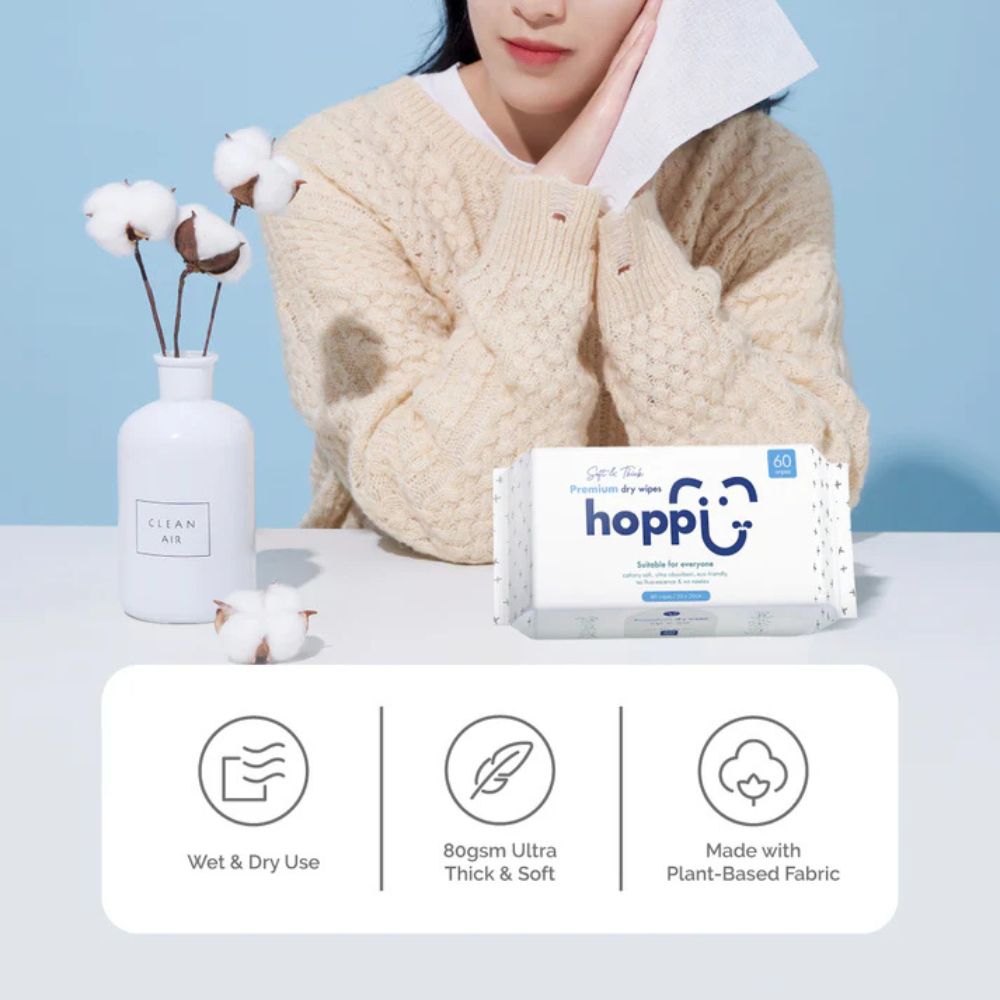 Hoppi Premium Cleaning Dry Wipes - 60 Sheets (1 pack)