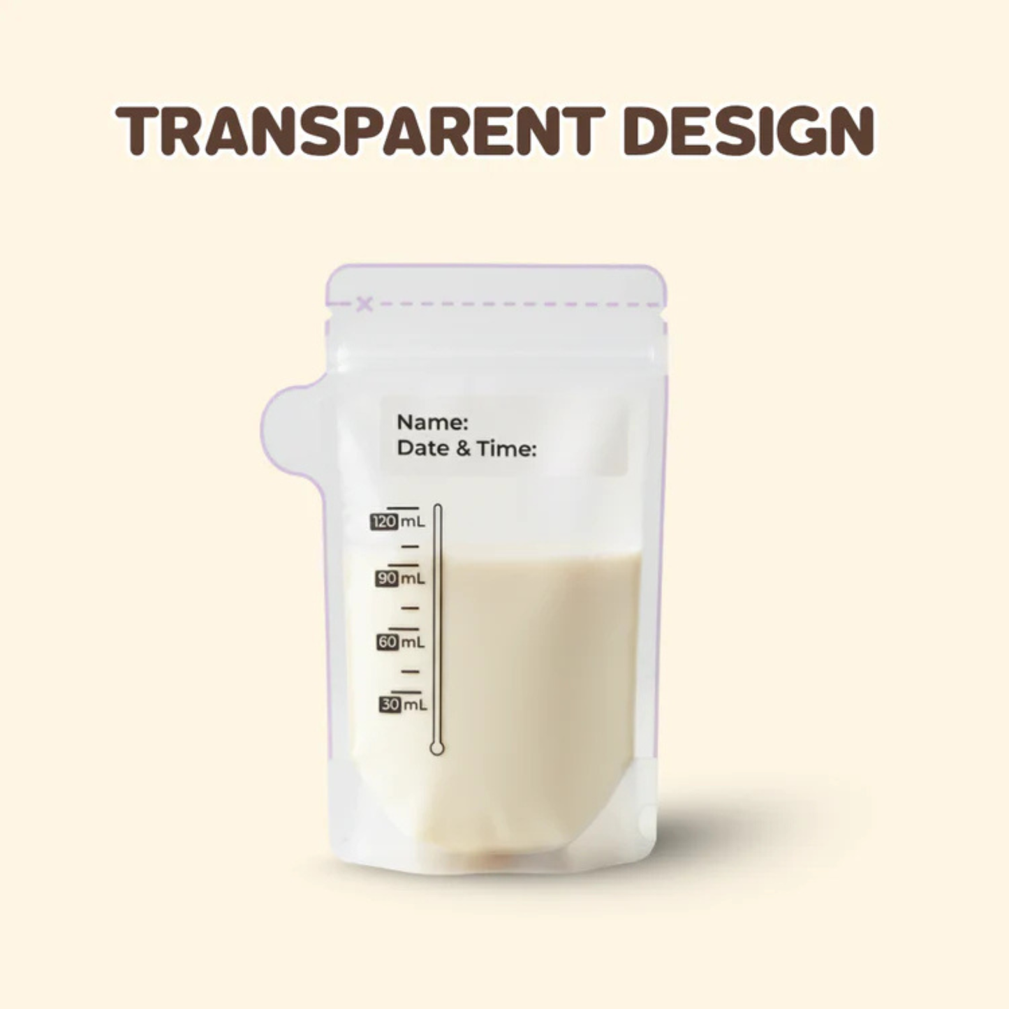 Lunabebe Transparent Breastmilk Storage Bags 120 ML - 30s