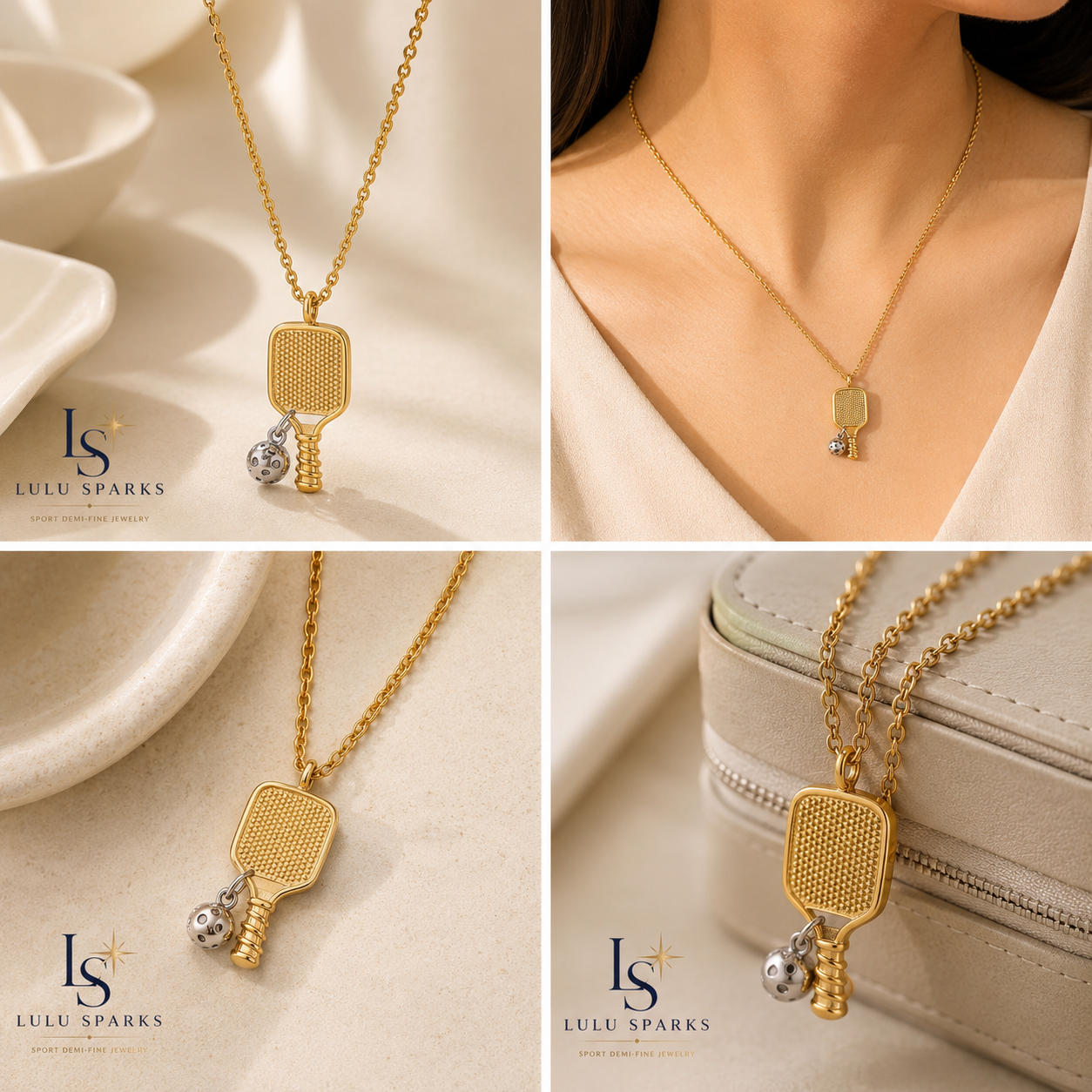 PADDLE | Pickleball Necklace 18K PVD Gold Hypoallergenic Water/Sweat/Tarnish Resistant Jewelry