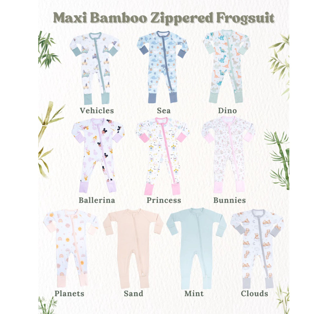 Bao Bei PH Maxi Bamboo Zippered Frogsuit with Mittens and Footsies for Newborn Infant Baby Onesie