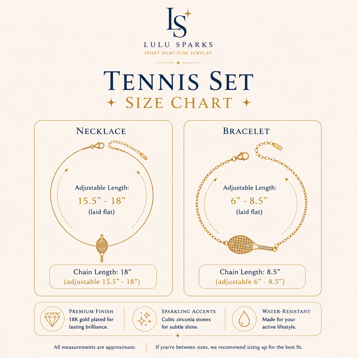 TENNIS NECKLACE | Lulu Sparks Sport Demi-Fine Jewelry 18K PVD Gold Hypoallergenic Water/Sweat/Tarnish Resistant