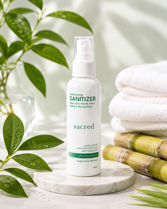 BUNDLE OF 3 | Sacred ZERO FRAGRANCE Sanitizer 90ML Antibacterial, Instant & Deep Hydration, Safe for Newborns