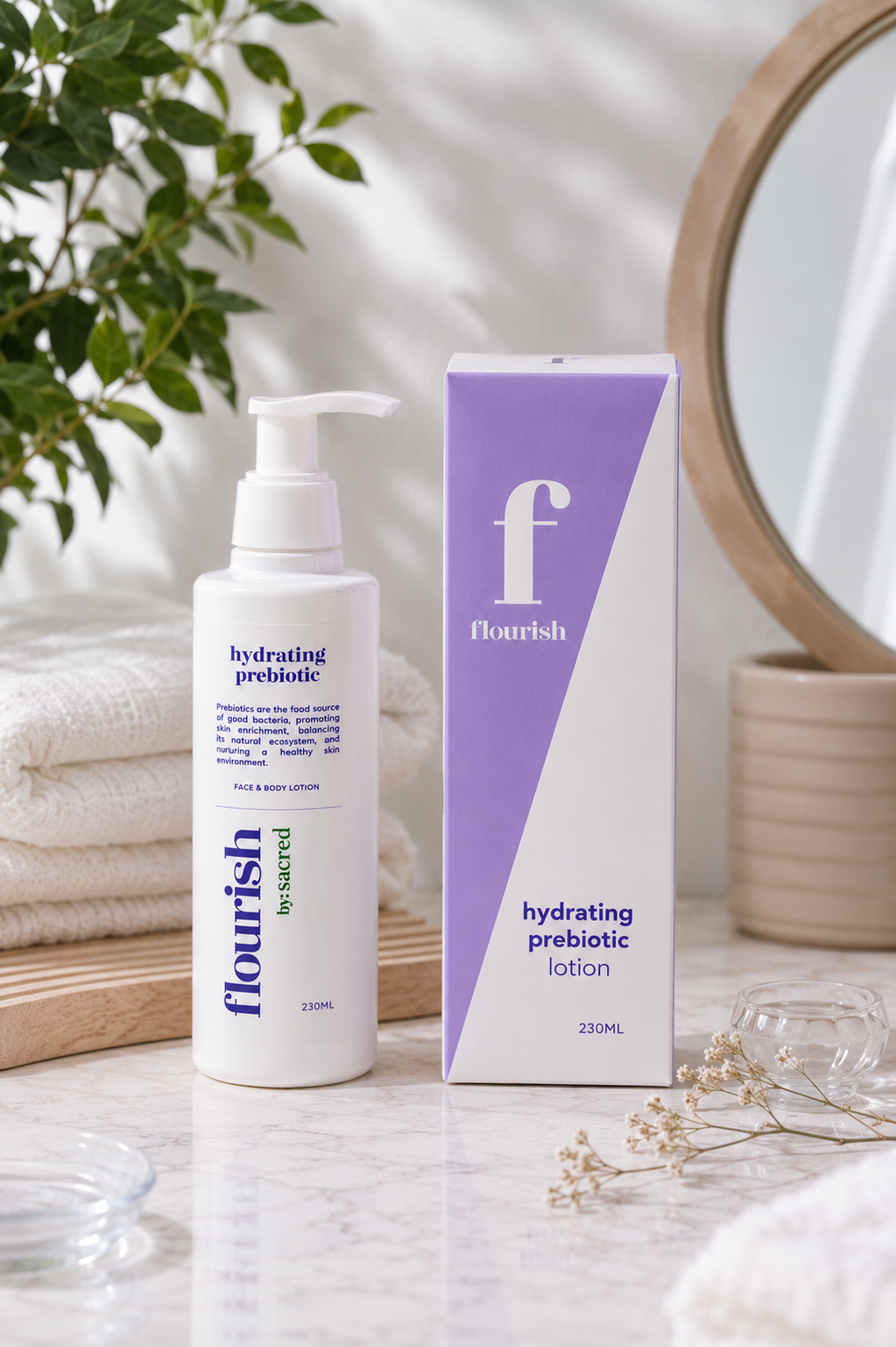 Flourish Hydrating Prebiotic Face & Body Lotion 230ML