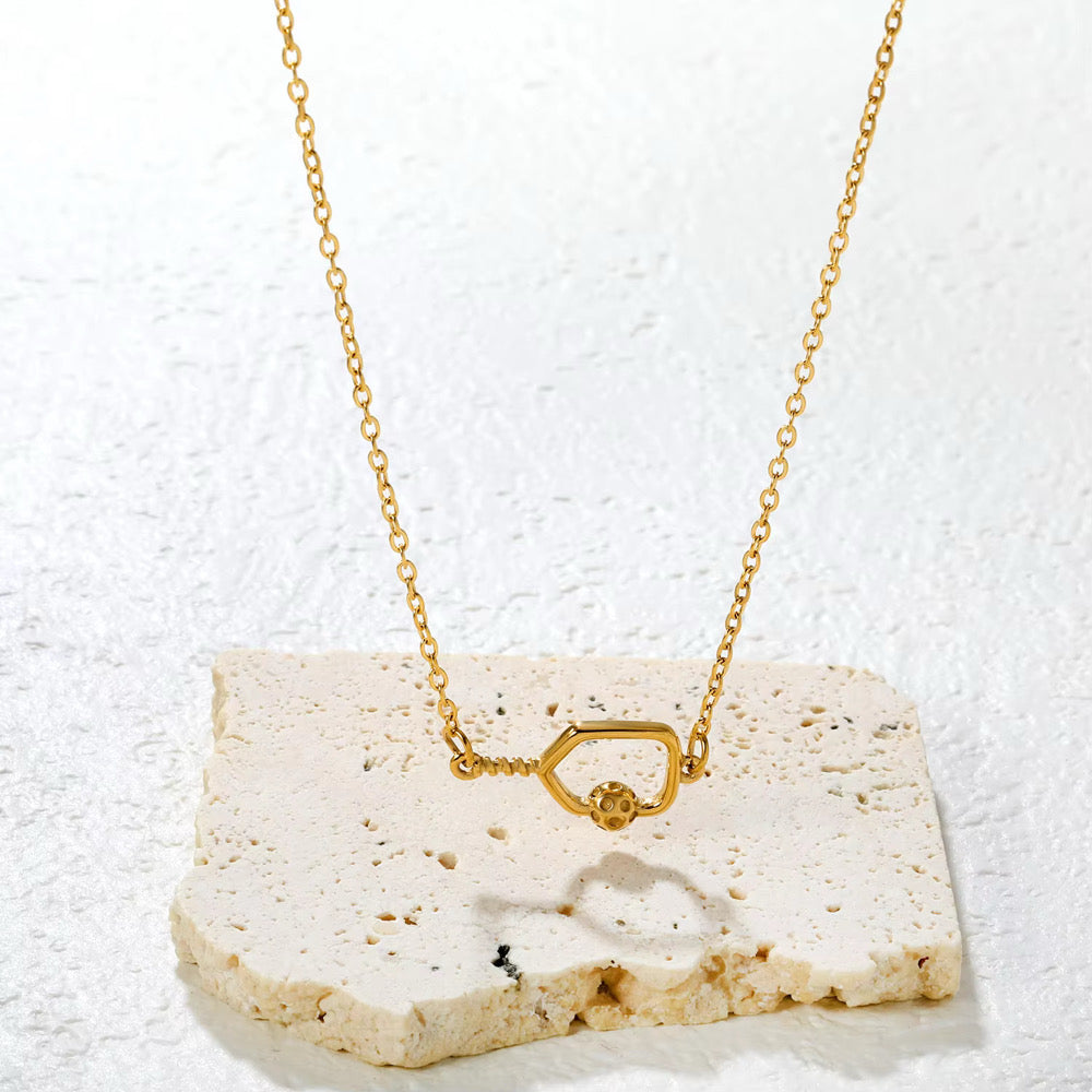 Pickle Sparkle Ace Necklace Pickleball Series 18K PVD Gold