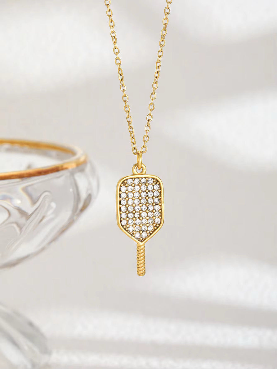 Pickle Sparkle Champion Necklace Pickleball Series 18K PVD Gold