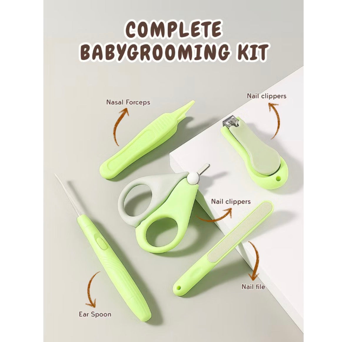 Lunabebe Kids Baby Grooming Kit with Flash Lighting Ear Scoop | 5- Piece