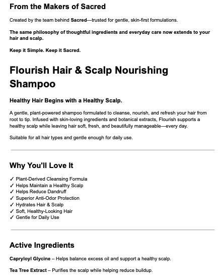 Flourish Hair & Scalp Nourishing Shampoo 250ml